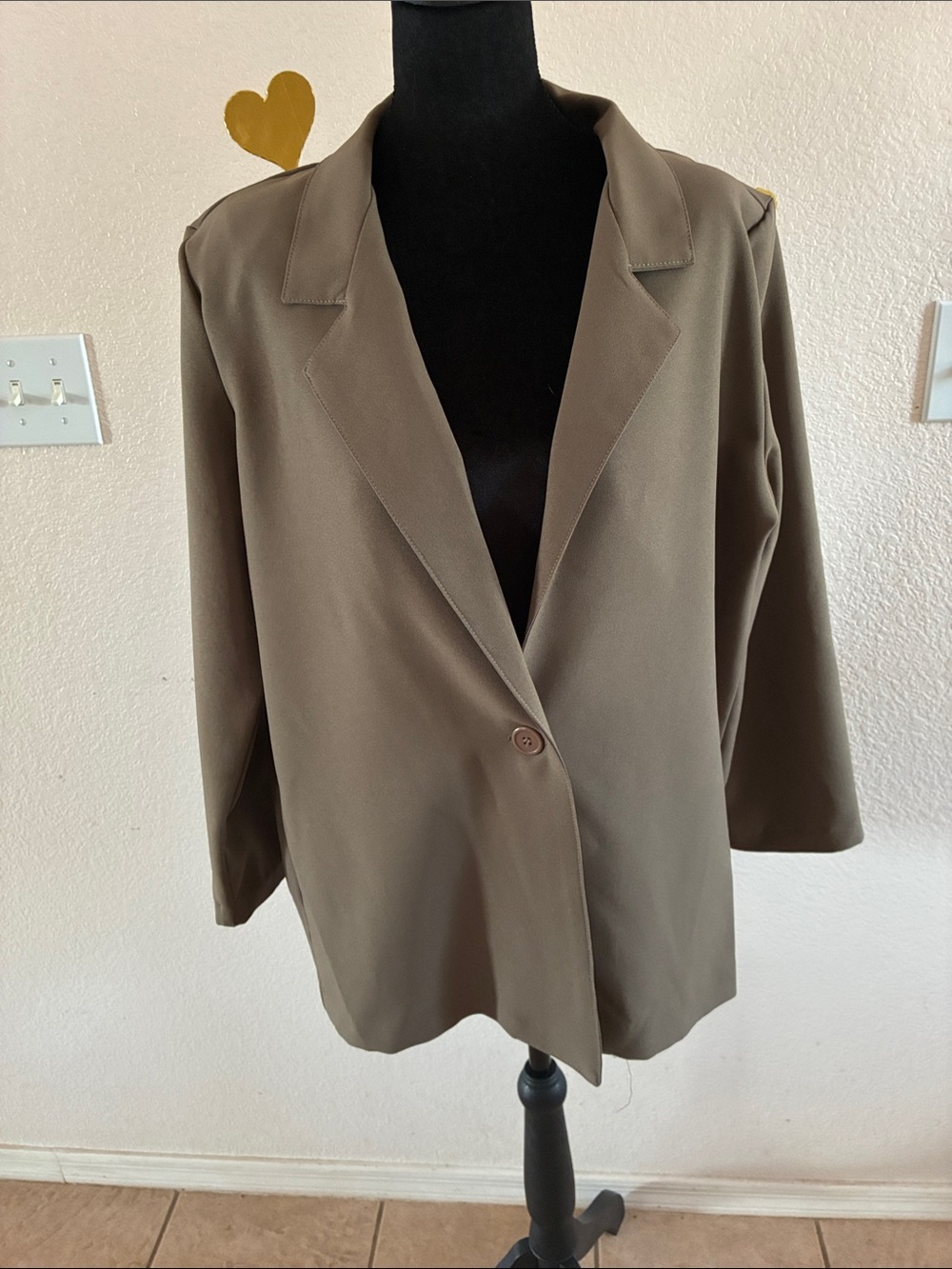 Womens Single-Button Olive Blazer Jacket